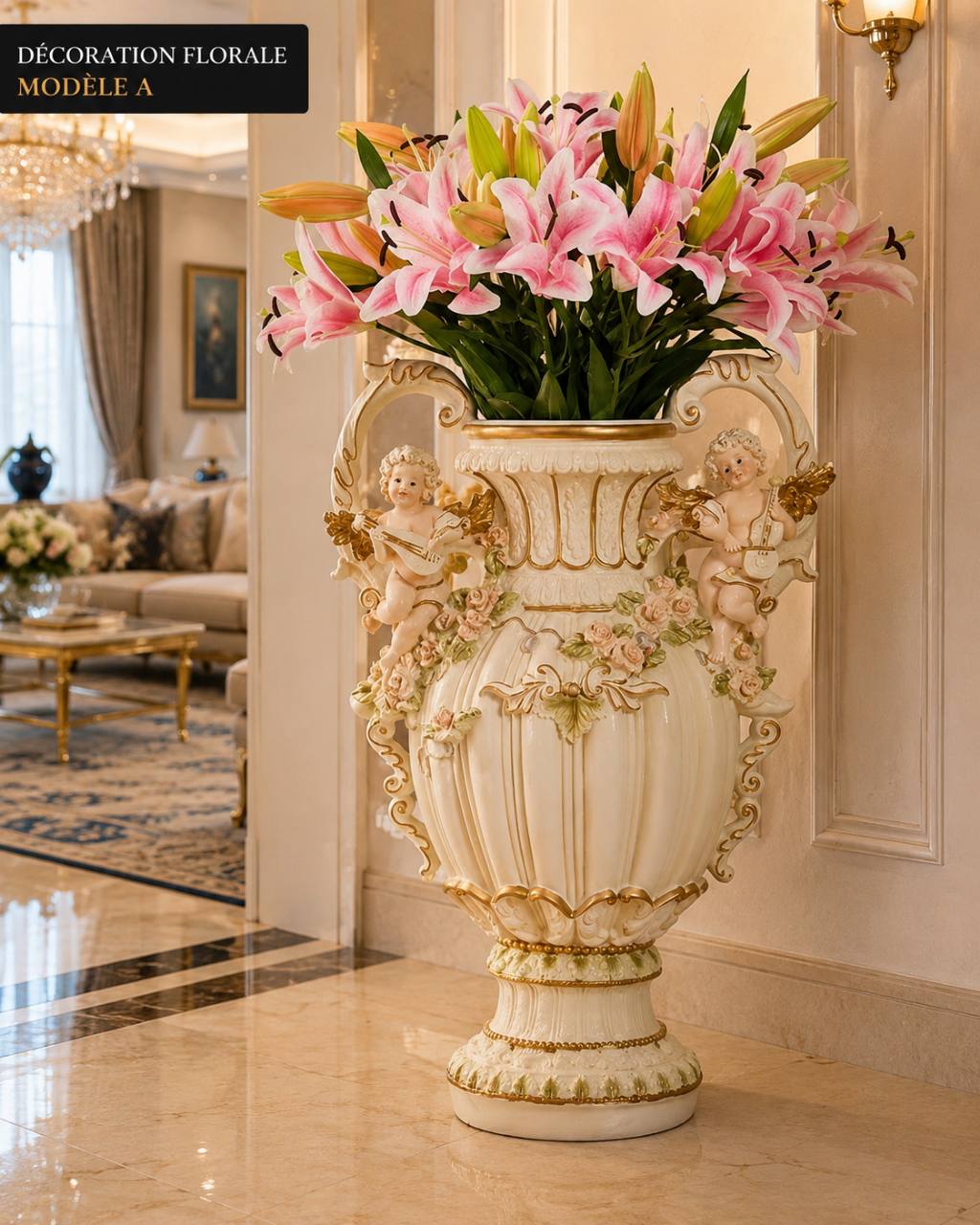 Blumenvase mit Engeln
